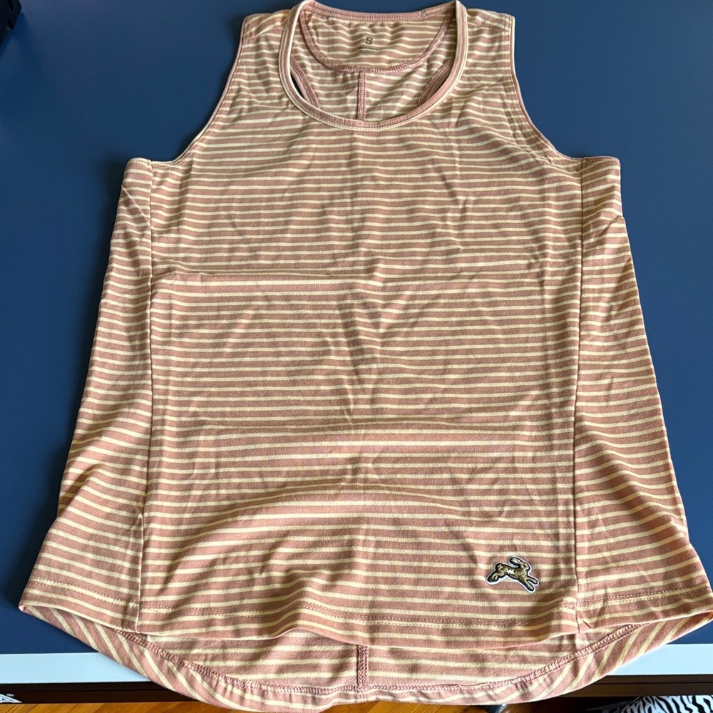 New in bag Tracksmith tank in cork/ melon stripe size S